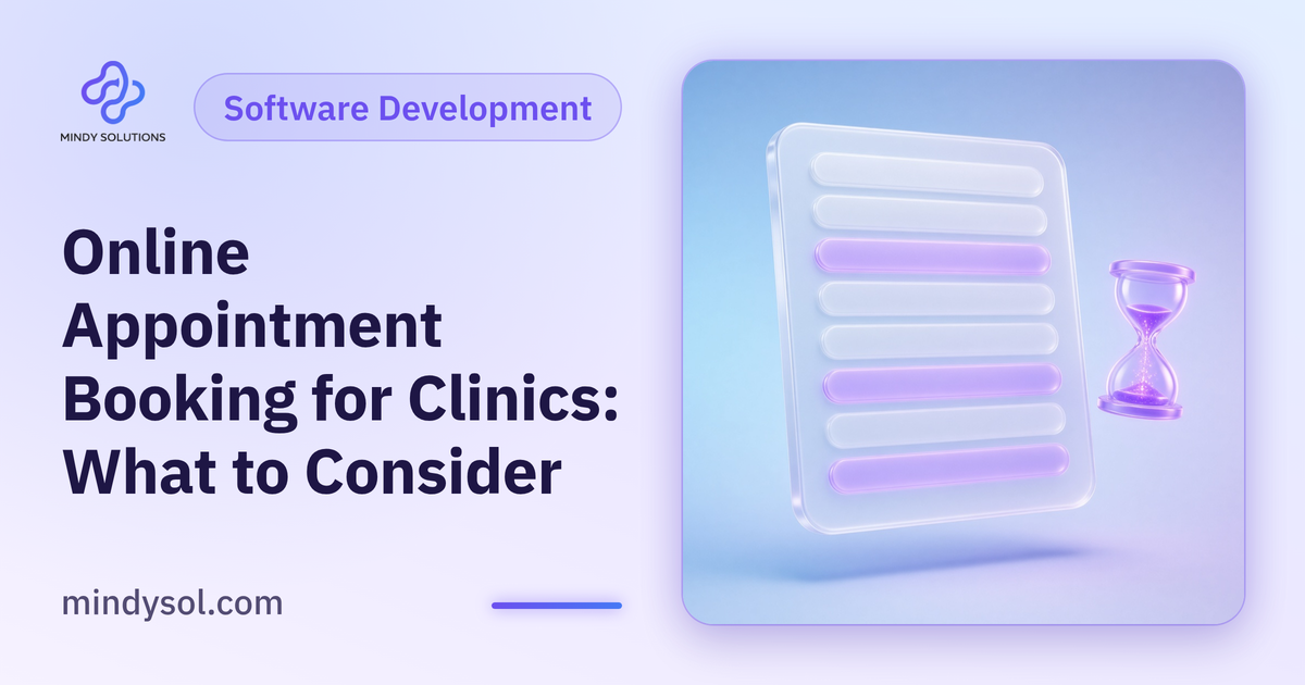 Illustration of an appointment calendar on a phone with a clinic icon and confirm button, illustrative interface