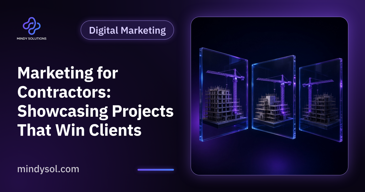 Illustration of a building under construction with a crane and portfolio icons