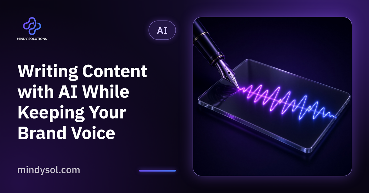 Illustration of a content document beside a brand style guide, color palette and review notes, illustrative interface